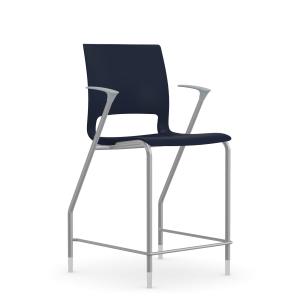 9to5 Seating Vox 300 LB Counter Height Stool, Plastic Back, Cloud Gray Arms