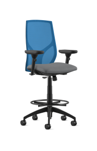 9to5 Seating Vault Mesh Mid-Back Bar Height 300 LB Office Stool, Adjustable Back, Seat Slider, Simple Synchro Tilt Control, Height Adjustable Pivot Arms