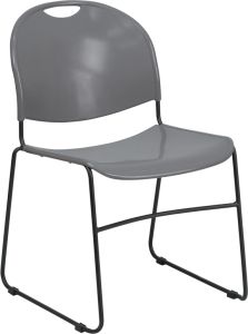 HUSKY Seating® 880 LB Compact Commercial Stack Chair with Sled Base-Gray