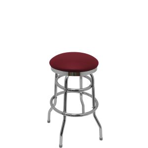 Heavy Duty SlimLine 500 LB Button Top Swivel Bar Stool with Double Rung Chrome Frame - Wine Vinyl