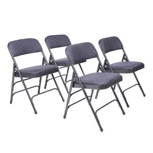 4 PACK HUSKY Seating® 500 LB Fabric Padded Heavy Duty Folding Chair - Navy Blue