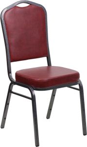 HUSKY Seating® 500 LB Crown Back Commercial Stacking Banquet Chair - Silver Vein, Burgundy Vinyl