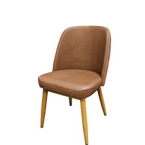 Amata 300 LB Metal Frame Chair - Natural Clear Coat Faux Woodgrain Frame Finish - Buckskin Vinyl Standard Bucket Seat