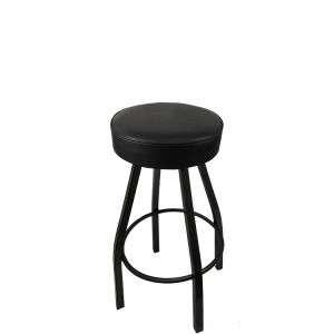 Heavy Duty 500 LB Button Top Swivel Bar Stool with Black Powder Coat Frame - Black Vinyl