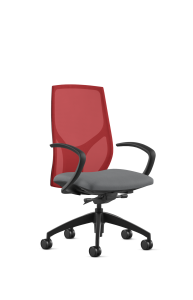 9to5 Seating Vault Mesh Mid-Back 300 LB Office Chair, Adjustable Back, Seat Slider, Full Synchro-Tilt Control, Black Soft Touch C Shape Arms