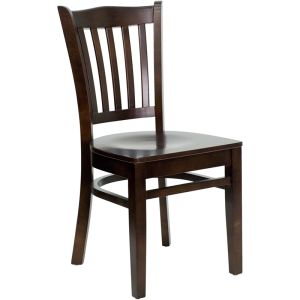 HUSKY Seating Vertical Back 800 LB Restaurant Chair with Wood Seat-Walnut Wood