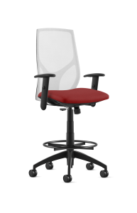 9to5 Seating Vault Mesh Mid-Back Bar Height 300 LB Office Stool, Adjustable Back, Seat Slider, Simple Synchro Tilt Control, 4-Way Adjustable Black Arm