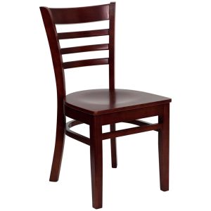 HUSKY Seating Ladder Back 800 LB Restaurant Chair with Wood Seat-Mahogany Wood