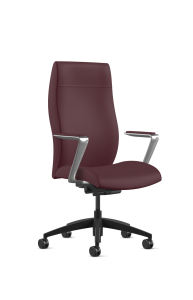9to5 Seating Acclaim High-Back 300 LB Executive Office Chair, Heavy Duty Synchro Tilt Control, Polished Aluminum C-Shape Arms