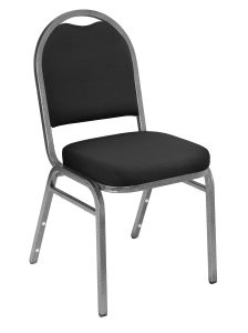 2 PACK National Public Seating 9200 Series Dome Back Fabric Padded Stacking 500 LB Banquet Chair - Silver Vein Frame - Ebony Black Fabric