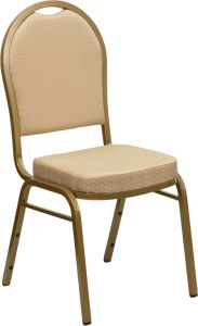 HUSKY Seating® 500 LB Traditional Stacking Banquet Restaurant Chair with Patterned Fabric Upholstery-Tan