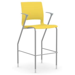 9to5 Seating Vox 300 LB Bar Height Stool, Plastic Back, Cloud Gray Arms