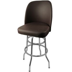 Heavy Duty 500 LB Swivel Bucket Bar Stool with Double Rung Chrome Frame - Espresso Vinyl
