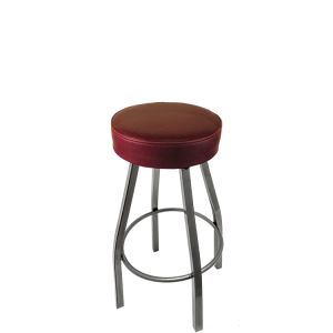 Heavy Duty 500 LB Button Top Swivel Bar Stool with Clear Coat Frame - Wine Vinyl