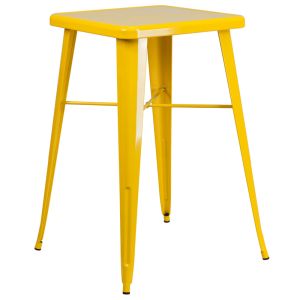 HUSKY Seating® Modern 24" Square Bar Height Indoor-Outdoor Cafe Table-Yellow