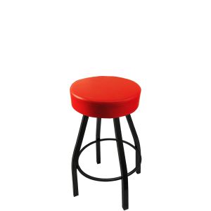Heavy Duty 500 LB Button Top Swivel Bar Stool with Black Powder Coat Frame - Counter Height - Red Vinyl
