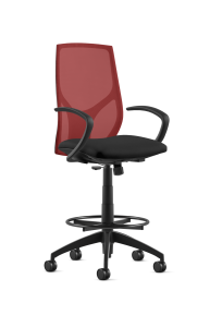 9to5 Seating Vault Mesh Mid-Back Bar Height 300 LB Office Stool, Adjustable Back, Seat Slider, Simple Synchro Tilt Control, Black Soft Touch C Shape Arms