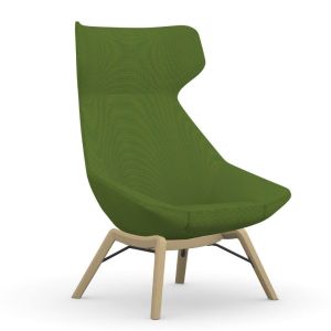 9to5 Seating Jax 300 LB Wing-Back Lounge Chair with 4 Wood Legs