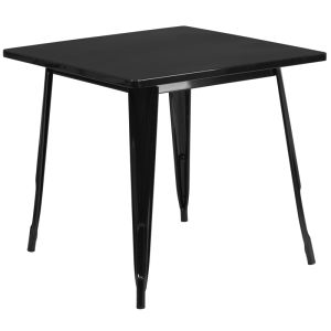 HUSKY Seating® 31.5" Square Metal Indoor-Outdoor Table-Black