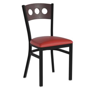 HUSKY Seating Heavy Duty 500 LB Restaurant Chair with Walnut Tri-Circle Back-Red