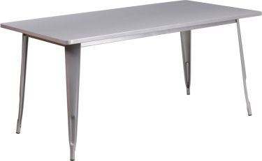 HUSKY Seating® 31.5" W X 63" L Rectangular Metal Indoor-Outdoor Restaurant Table-Silver