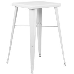 HUSKY Seating® Modern 24" Square Bar Height Indoor-Outdoor Cafe Table-White