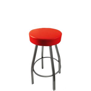 Heavy Duty XL Series 500 LB Oversized Button Top Swivel Bar Stool with Clear Coat Frame - Red Vinyl