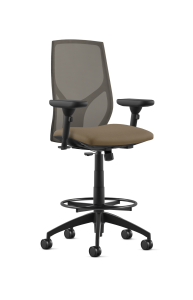 9to5 Seating Vault Mesh Mid-Back Counter Height 300 LB Office Stool, Adjustable Back, Seat Slider, Simple Synchro Tilt Control, Height Adjustable Pivot Arms