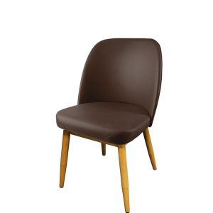 Amata 300 LB Metal Frame Chair - Natural Clear Coat Faux Woodgrain Frame Finish - Espresso Vinyl Standard Bucket Seat