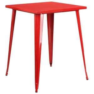 HUSKY Seating® 31.5" Square Bar Height Indoor-Outdoor Metal Restaurant Table-Red