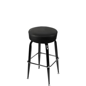 Heavy Duty 500 LB Button Top Swivel Bar Stool with Gloss Black Frame - Black Vinyl