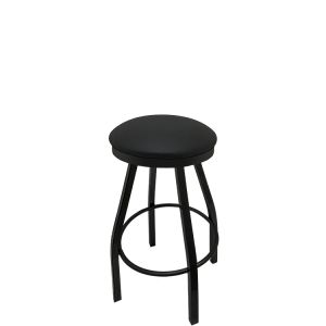 Heavy Duty SlimLine 500 LB Button Top Swivel Bar Stool with Black Powder Coat Frame - Black Vinyl