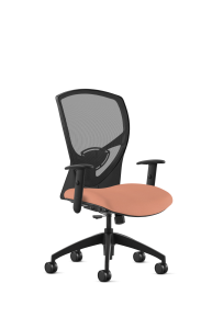 9to5 Seating Theory Mid-Back 300 LB Office Chair, Mesh Back, Upholstered Seat, Simple Synchro Control, Black Four-Way Adjustable Arms