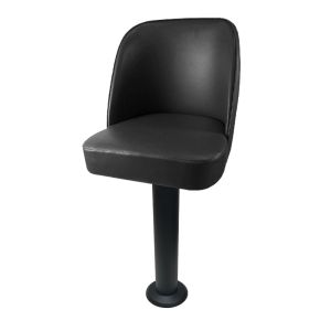American Made Bucket Seat 300 LB Floor Mount Black Pedestal Stool, Counter Height, Black