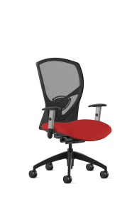 9to5 Seating Theory Mid-Back 300 LB Office Chair, Mesh Back, Upholstered Seat, Synchro-Tilt Control, Silver Four-Way Adjustable Arms