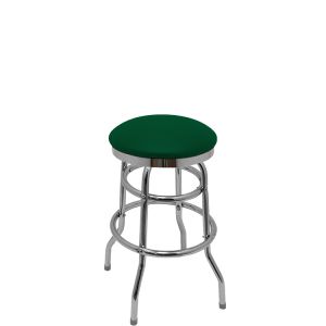 Heavy Duty SlimLine 500 LB Button Top Swivel Bar Stool with Double Rung Chrome Frame - Hunter Green Vinyl