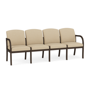 Lesro Weston 300 LB 4 Seat Tandem Seating with Wood Frame and No Center Arms