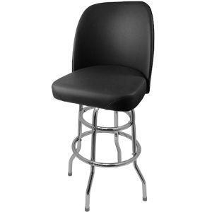 Heavy Duty 500 LB Swivel Bucket Bar Stool with Double Rung Chrome Frame - Black Vinyl