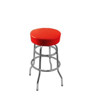 Heavy Duty 500 LB Button Top Swivel Bar Stool with Double Rung Chrome Frame - Red Vinyl
