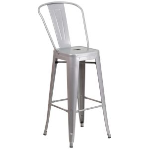 HUSKY Seating 500 LB 30" Indoor-Outdoor Metal Bar Stool-Silver