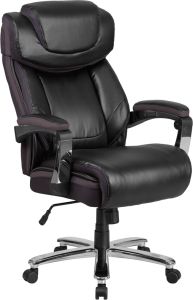 Husky Office® 500 lb Big & Tall Leather Executive Chair with Mesh Trim-Black