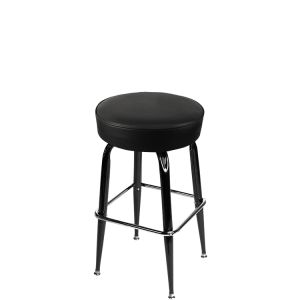 Heavy Duty XL Series 500 LB Oversized Button Top Swivel Bar Stool with Gloss Black Frame - Black Vinyl