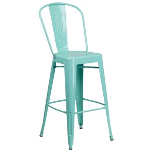 HUSKY Seating 500 LB 30" Indoor-Outdoor Metal Bar Stool-Mint Green