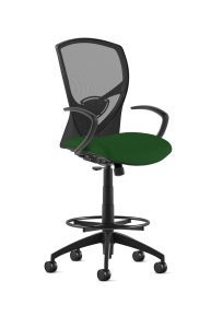 9to5 Seating Theory Mid-Back 300 LB Counter Height Office Stool, Mesh Back, Upholstered Seat, Simple Synchro Control, Black Cantilever Arms