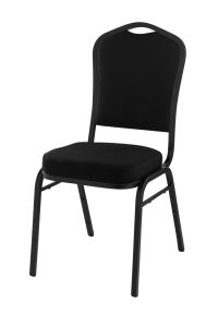 2 PACK National Public Seating 9300 Series Silhouette Back Fabric Padded Stacking 500 LB Banquet Chair - Black Sandtex Frame- Ebony Black Fabric