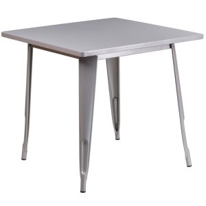 HUSKY Seating® 31.5" Square Metal Indoor-Outdoor Table-Silver