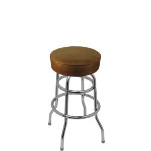 Heavy Duty 500 LB Button Top Swivel Bar Stool with Double Rung Chrome Frame - Buckskin Vinyl