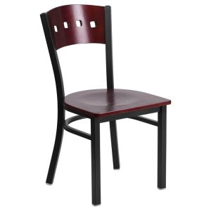 HUSKY Seating Mahogany Wood Four Square Back 500 LB Restaurant Chair- Wood Seat