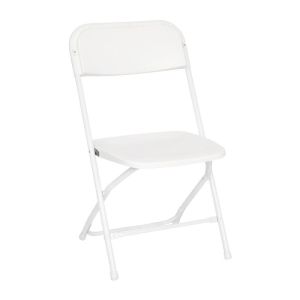 4 Pack MULE Seating™ Extra Wide 650LB. Durable Plastic Big and Tall Commercial Folding Chair - White