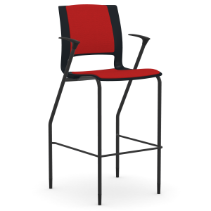9to5 Seating Vox 300 LB Bar Height Stool, Fully Upholstered, Black Arms